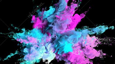 Color Burst - colorful magenta cyan smoke explosion fluid particles alpha matte