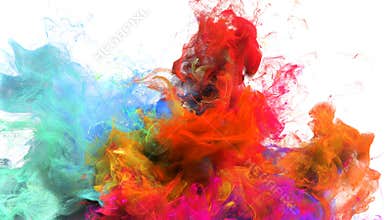 Color Burst - colorful orange cyan smoke explosion fluid particles alpha matte