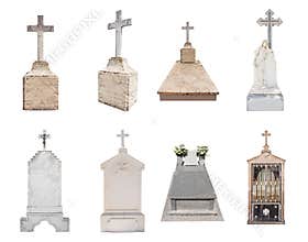 Gravestones isolated on white background