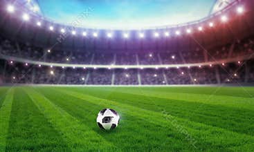 Soccer stadium illuminated for the championship