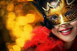 Beautiful young woman in carnival mask