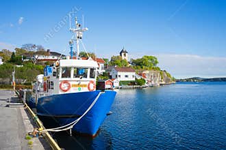 Ferryboat dock at the seaport in Brevik, Norway.
