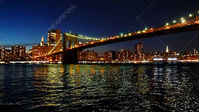 Brooklyn Bridge Manhattan Skyline New York City Night