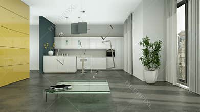 Building up modern living room interior design 3d
