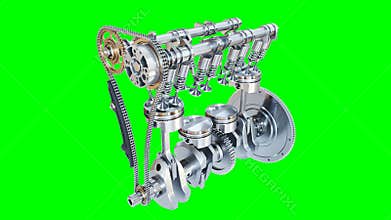 System of Internal combustion engine isolated on white backgroun