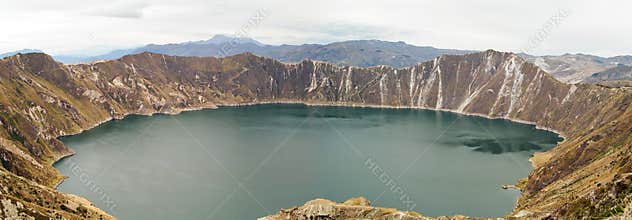 Quilotoa lake in Volcano Crater, Ecuador