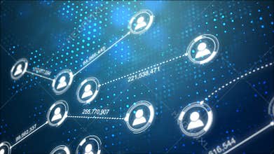 Circle shape people icon and connection line for social network cyber futuristic technology concept with dark and grain processed