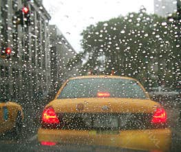 Car Window Cab Taxi NY New York City Rain