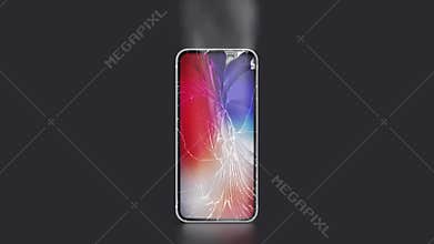 Blank broken phone mockup on black background