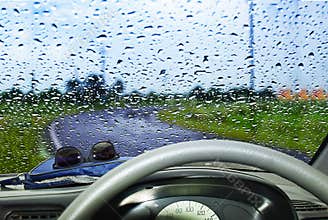 Natural water drop background.CAR Window glass with condensation