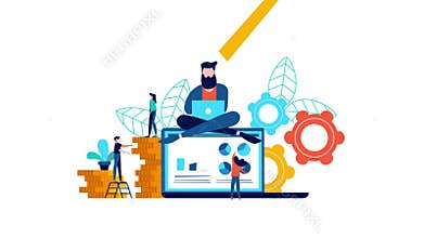 Internet creative business teamwork man animation