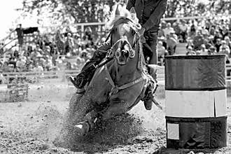 Fast Barrel Racing Turn - B&W