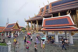 Rainy season at the Temple of the Emerald Buddha within the precincts of the Grand Palace, Bangkok, Thailand