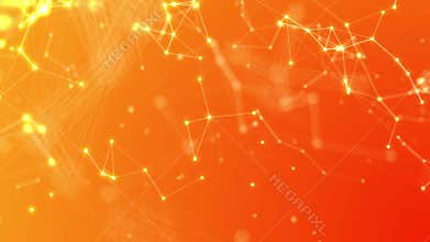 Abstract Orange Plexus Lines and Nodes High Tech Looping Background for Science, Networking, Technology