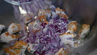 Cooking in a professional broiler.