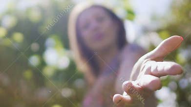 Helping hand, female reaching to offer help, psychological aid, friend in need