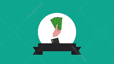 Hand with cash HD animation