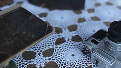 Vintage photo camera zenith on the table