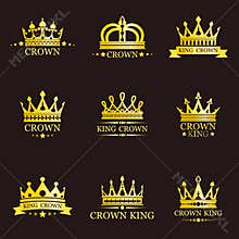 Set of isolated king or queen crowns for brand