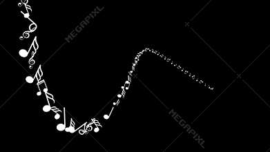 Motion the musical notes. Black background