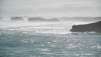 Great Ocean Road with waves against the rocks, Australia