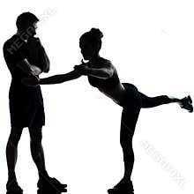 One couple man woman exercising workout fitness
