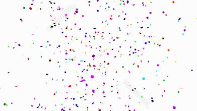 Multi-colored confetti explode in all directions on transparent background with free space