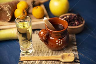 Mexican tequila and fruits punch