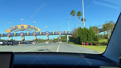 Driving into the Magic Kingdom at Disney World