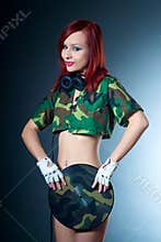 Camouflage female dj