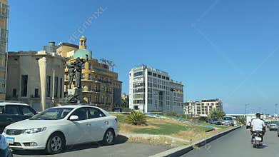 Driving around Downtown Beirut the capital of Lebanon  - Middle East cities