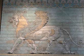 Lion Darius king of Persia palace bas relief