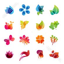 Colorful nature icon set
