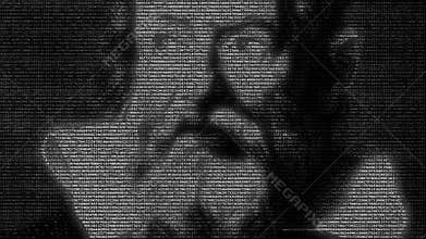 Animation of Galileo face with numbers running