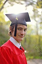 Student in cap and gown