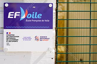 EF voile French sailing boat school logo text with brand sign