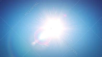 Beautiful Sun Rising and Shining Bright in the Morning Sky. Sunrise in Clear Blue Sky. Sun Moving Across the Sky. 4k UHD