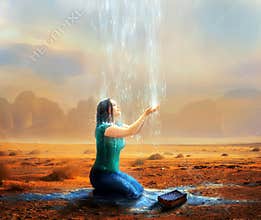 Woman receives rain from heaven