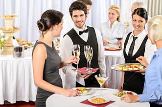 Catering service at company event offer food