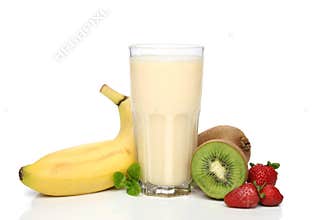 Banana milkshake with fruits