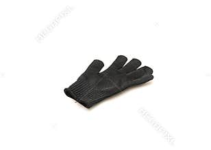 Single black glove with cut resistant for fish fillet processing, food grade protection isolated on white background