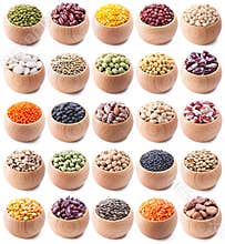 Legumes collection on white