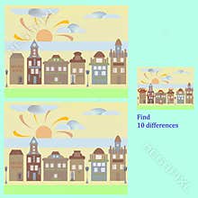 rebus for children under 6 years old find 10 differences in houses