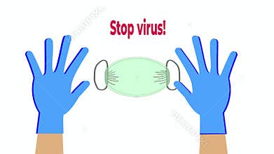 Gloves and mask protection against the virus.
