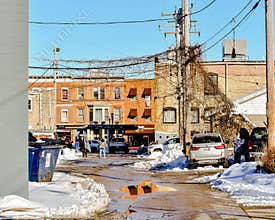 Alleyway in Burlington  Wisconsin in Winter