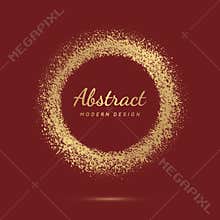 Circle gold frame. Luxury golden circular border. Grunge effect. Elegant sphere boarder. Modern ring. Shape round pattern. Gold gl