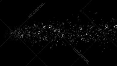 Animation floating water bubbles or soap air bubbles. Bubbles fly from left to right. Template for Mineral bubbles or carbonated