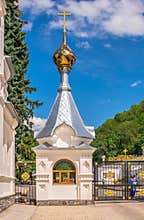 The main entrance to the Svyatogorsk Lavra in Ukraine