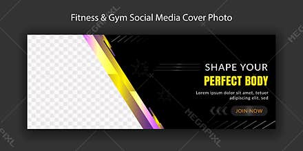 Gym Fitness Social Media Web Banner Template Design