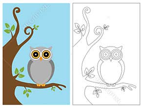 Coloring page book - owl